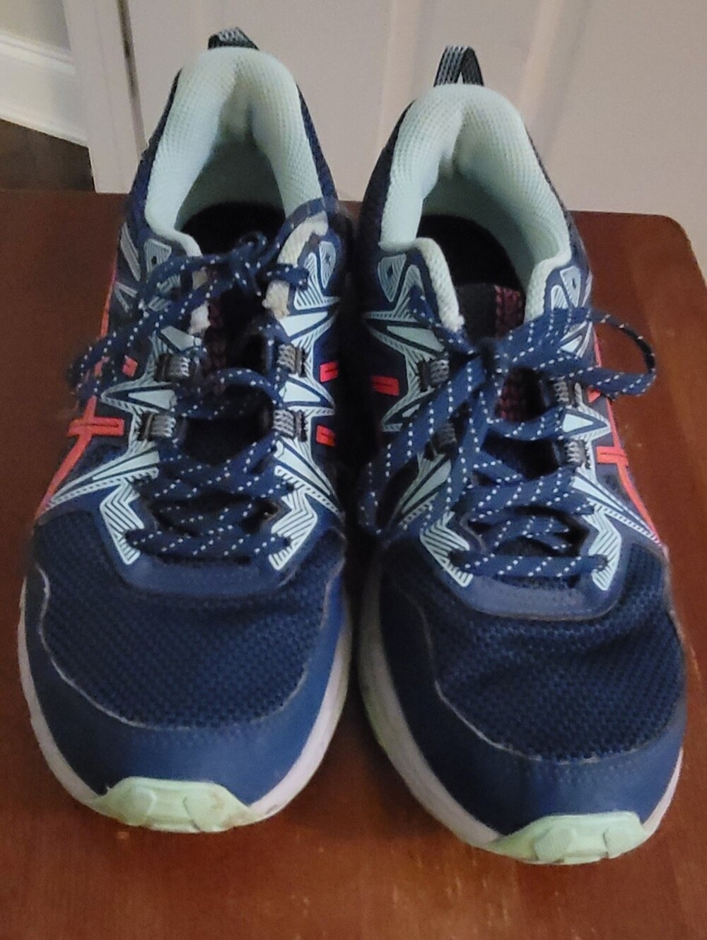 Asics Navy Athletic Sneakers with Mint Accents
